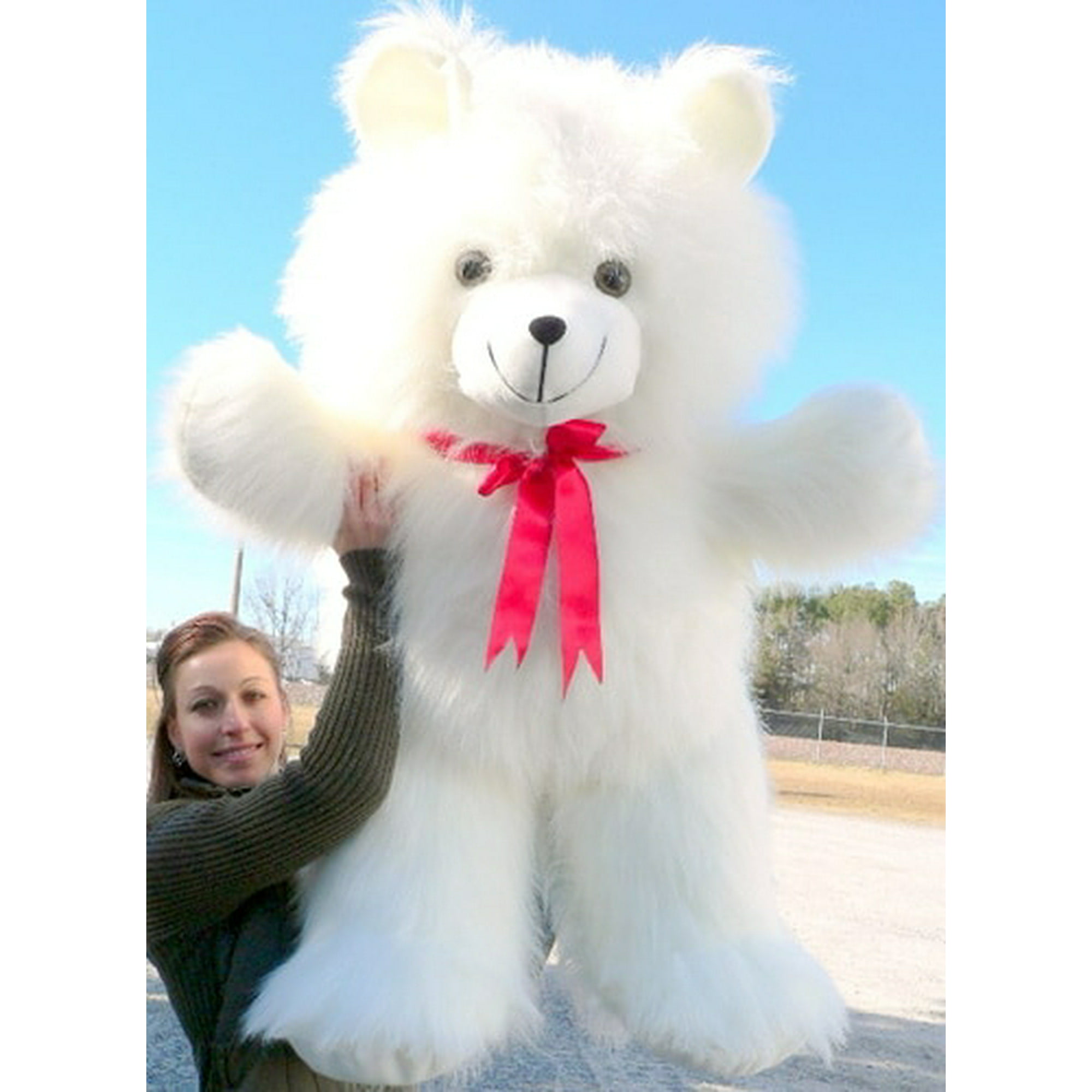 Giant White Teddy Bear 42 inch Soft Teddybear Made in USA America